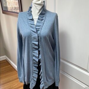 Talbots Women's Blue Ruffled Sweater Size M